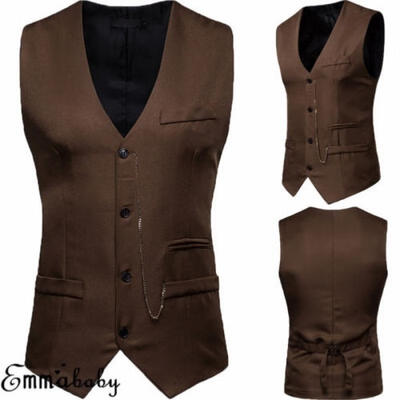 

Men&39s Formal Business Slim Fit Chain Dress Vest Suit Tuxedo Waistcoat Jacket