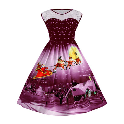 

Plus Size Lace Panel Christmas Snow Vintage Ball Dress