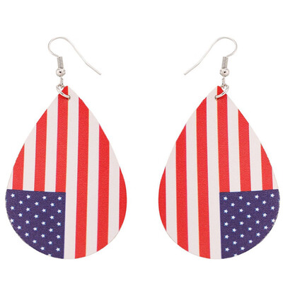 

American Flag Earrings Pu leather Earrings July 4th Independence Day Teardrop Earrings Jewelry Gift