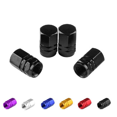

Special offer wholesale colorful car tires aluminum alloy hexagonal valve cap dust cap protective cap 4 Pack black