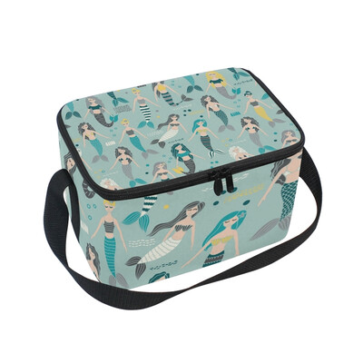 

ALAZA Insulated Lunch Box Mermaid Seamless Pattern Lunch Bag for Men Women Portable Tote Bag Cooler Bag