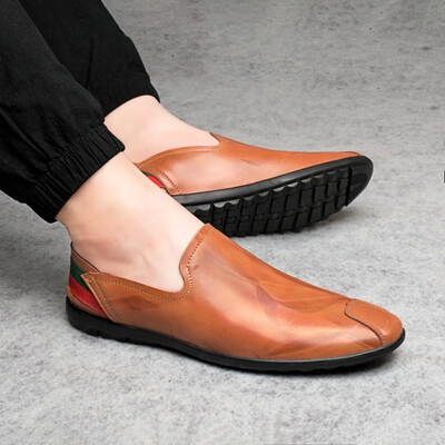 

Spring&Autumn Mens Shoes Peas Shoes Casual Shoes Low Help Foot Leather Shoes One-legged Large Size Driving Shoes