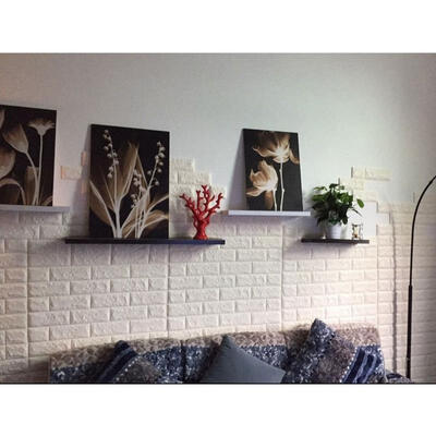 

Modern White 3D Brick Home Decor Panels 10mm Thick Soft Foam Wallpaper 60x60cm