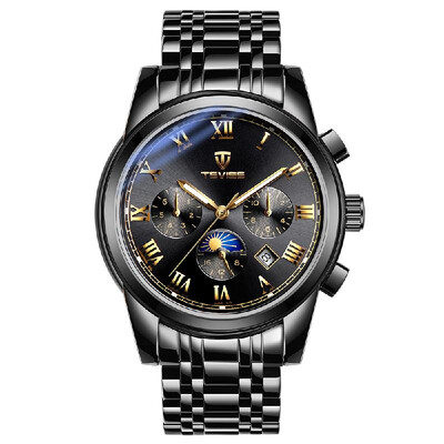

TEVIS Multifunctional Watch Men Fashion Automatic Mechanical Waterproof Watch Stainless Steel Band Wristwatch