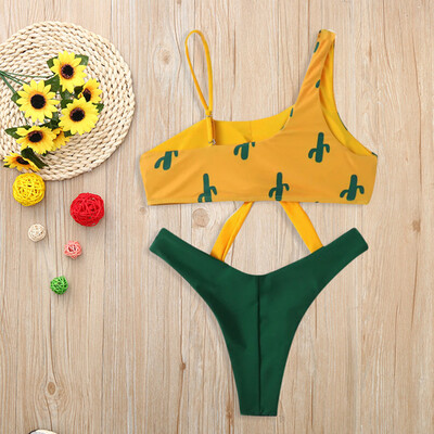 

Roseonmyhand Sexy Women Bikini Set Cactus Print Padded Swimwear Bathing Swimsuit Beachwear