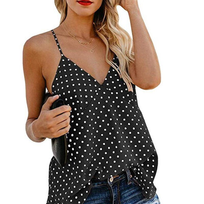 

Print V Neck Sexy Backless Vest Casual Top Camisole