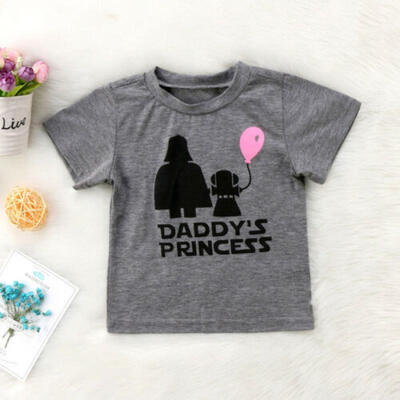 

Daddys Princess Star Wars Pattern Baby Girls Kids Short Sleeve T-shirt Cotton