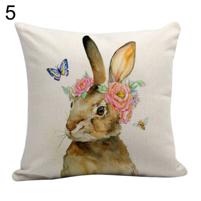 

Rabbit Printed Throw Pillow Case Easter Home Car Decor Sofa Bed Cushion Cover