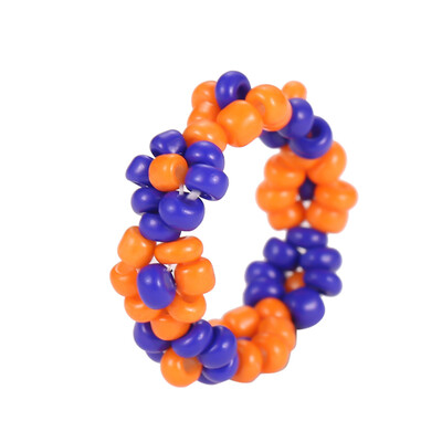 

1 Pc Women Fashion Ins Style Cute Handmade Beaded Ring Colored Woven Flower Finger Ring