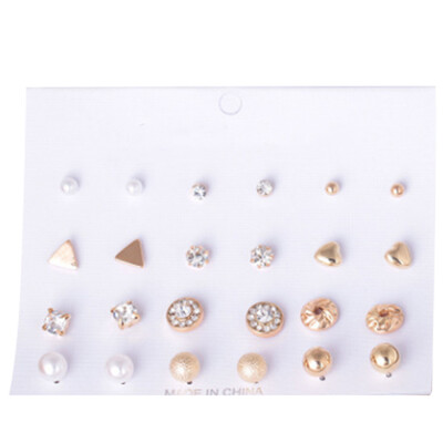 

Triangle Love Pearl Ball Multi-to-Small Stud Earring Set Variety Earrings