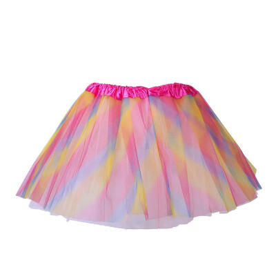 

Baby Girl Rainbow Tutu Skirt Kids 3 Layers Tulle Skirt Dancewear Cake Skirt