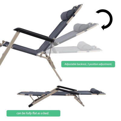 

Greensen Portable Folding Outdoor Camping Lounge Beach Patio Recliner Reclining Chair with Armrest
