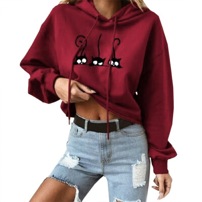 

2019 Fashion Cartoon Print Loose Hooded Long-Sleeved Hooded Sweatshirt Women&39S Long-Sleeved Hoodie