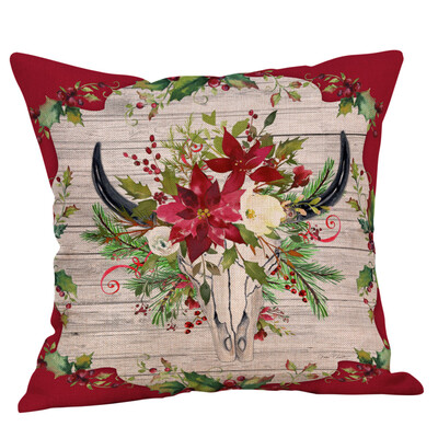 

Tailored Cotton Linen Christmas Tree Zipper Closure Pillow Case Throw Cushion Cover Home
