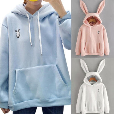 

Girls Casual Cute Long Sleeve Rabbit Ears Hoodies Sweatshirt Pullover Tops Blous