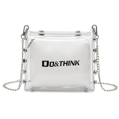 

Letter Print Transparent Shoulder Handbags PVC Women Chain Crossbody Bags