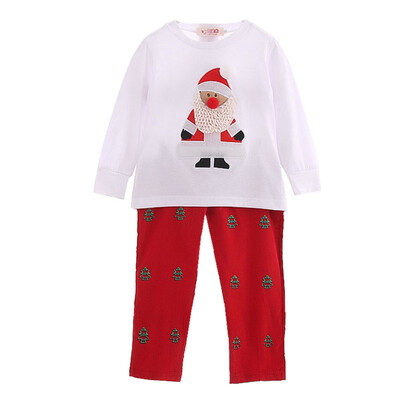 

Toddler Kids Child Christmas Santa Claus Print Tops Pants Clothes Set