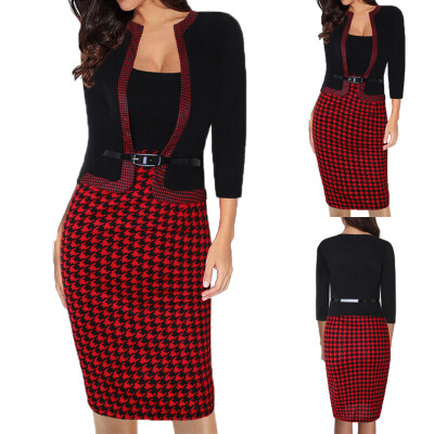 

Tailored Elegant Women Business Office Work Formal Party Belt Bodycon Sheath Pencil Dress