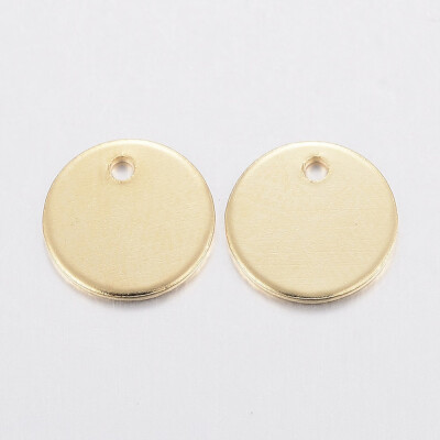 

304 Stainless Steel Charms Blank Stamping Tag Flat Round Golden 8x08mm Hole 12mm