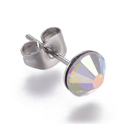 

304 Stainless Steel Stud Earrings with Rhinestone Crystal AB 14815x662mm Pin 07