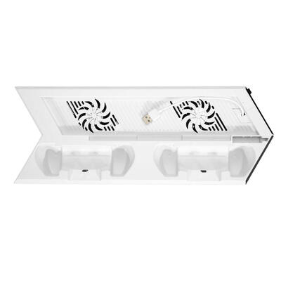 

White Vertical Stand Cooling Fan Dual Controller Charging Station for PS4