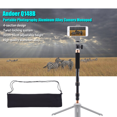 

Andoer Q148B Portable Photography Aluminum Alloy Camera Monopod Also As Selfie Stick 4-Section Telescopic Twist-Locking System 32c