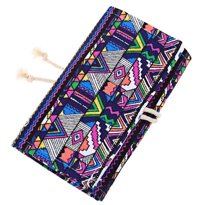 

36 Slots Portable Geometric Pattern Canvas Roll Up Pencil Bag
