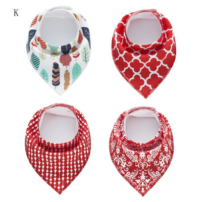 

Cotton Baby Bibs Newborn Triangle Feeding Nursing Bandana Burp Cloths 4Pcs