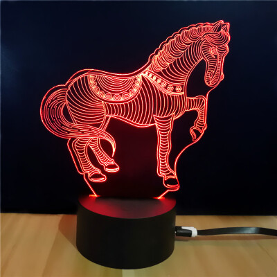 

Shining Td068 Creative Gift 7 Color Changing Horse Style Touch 3D LED Night Light