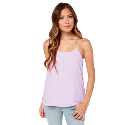 

Fashion Women Strappy T-Shirt Scoop Neck Open Back Spaghetti Strap Tank Top Royal BluePinkPurple