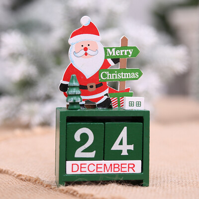 

Gobestart Christmas Mini Wooden Calendar Xmas Ornament Home Decoration Craft Gift