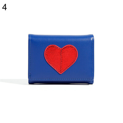 

Love Heart Tri-fold Purse Card Cash Holder Womens Faux Leather Short Wallet