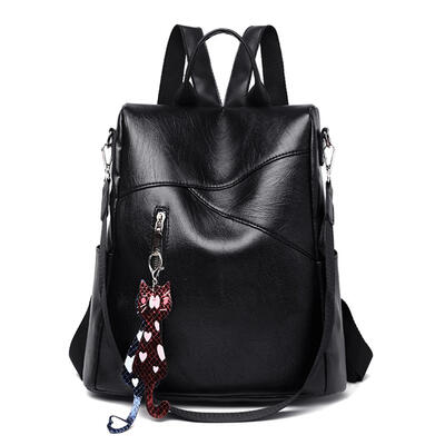 

Anti-theft Backpacks Women Solid Color PU Leather Shoulder School Bags