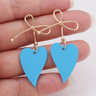 

EK537 New Fashion Metal Painted Waterdrop Heart Pendant Earrings for Women Handmade Sweet Wedding Jewelry Christmas Gift