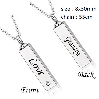 

Square Cylinders Necklace for Ashes Lettering Heart Cremation Memorial Keepsake Pendant Necklace Jewelry Love Commemorative Gift