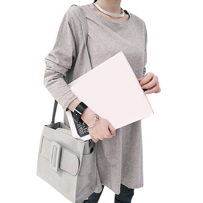 

Autumn Women T-shirt Dress O-neck Loose Blouse Pure Color Long Sleeve Tops