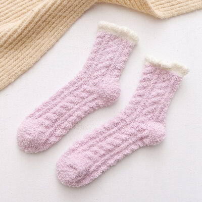 

Ladies Women Winter Warm Soft Fluffy Bed Socks Lounge Slipper Coral Velvet Fleece Socks