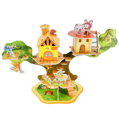 

Tailored 3D DIY Puzzle Castle Model Cartoon House Assembling Paper Toy Kid Early Learning