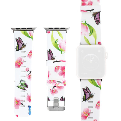 

〖Follure〗Silicone Floral Pattern Strap Replacement Watchband For Apple Watch 4321 3840mm