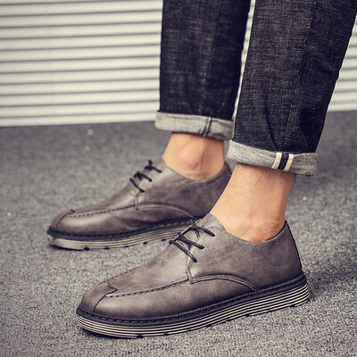 

Mens shoes fall new fashion shoes Korean version of Joker casual British black leather shoes stylist