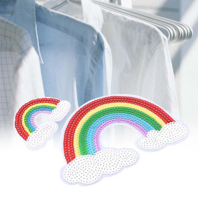 

Greensen 2Pcs Rainbow Clouds Embroidered Fabric Patches Sew Iron On Hat Bag Clothes DIY Decoration