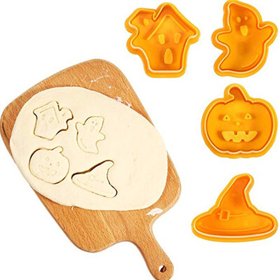 

Livecity 4Pcs Halloween Pumpkin Ghost Fondant Cake Biscuit Cutter Plunger Cookies Mold