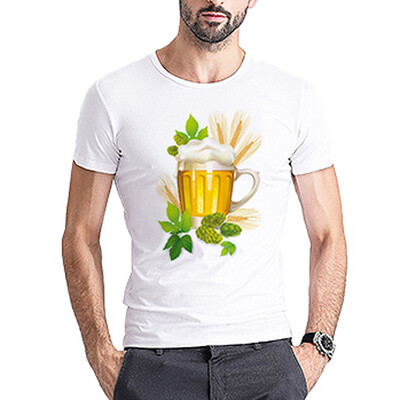 

Toponeto Men Beer Festival Letter Printed Pattern Casual Fashion Lapel Short Sleeve Shirt