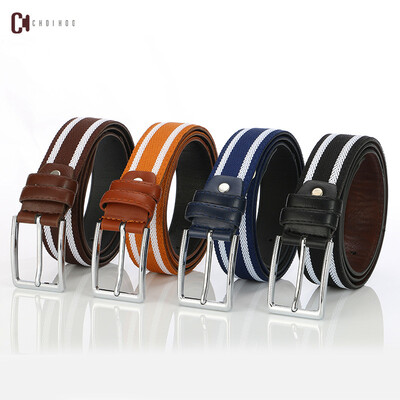 

Korean version of the belt men youth canvas pin buckle contrast color stripes casual wild business decoration unisex bel