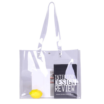 

Fashion Women Transparent Studded PVC Large Capacity Tote Pouch Shoulder Bag