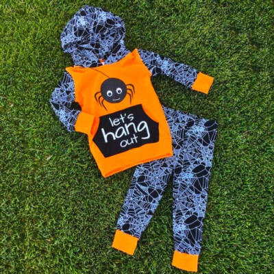 

Autumn Baby Boys Halloween Clothes Spider Hooded Sweatshirt Pants Trousers Sets