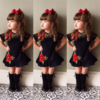 

Cute Toddler Kids Baby Girls 3D Flower Summer Party Dress Sundress Clothes 0-4T