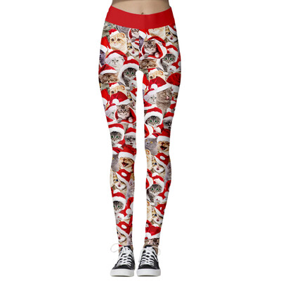 

Yeleo Trosetry Womens Christmas Snowflake Deer Cat Printed Pants Xmas Stretch Leggings