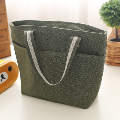 

Portable Insulation Lunch Box Portable Thermal Canvas Picnic Bag Tote Zipper