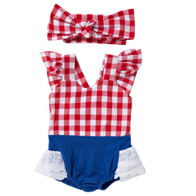 

Bbay Infant Girls Sleeveless Plaid Rompers Toddlers Jumpsuit Sunsuit Outfit